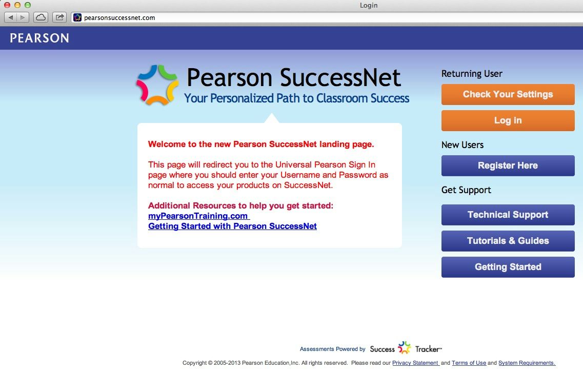 pearson success net icon/link